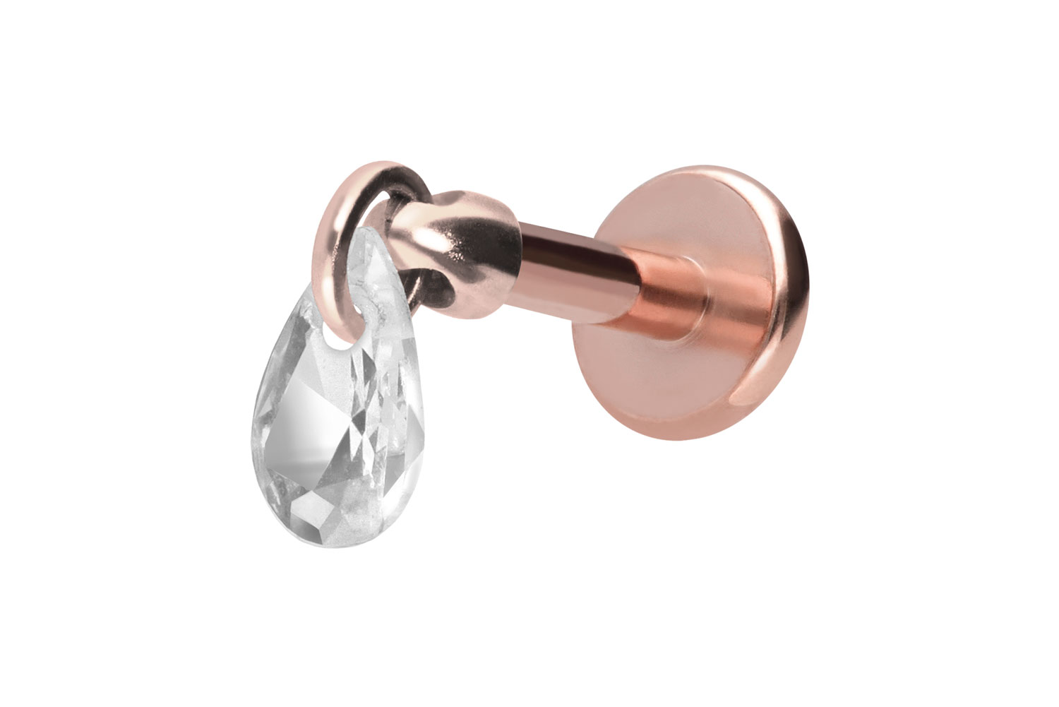 Titan Labret Piercing mit Innengewinde KRISTALLTROPFEN